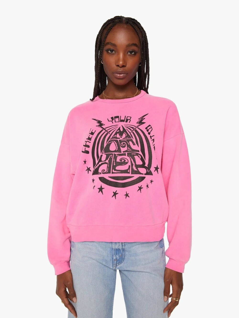 MOTHER Pink Graphic Crew Sweatshirt Size Small Very Gently Used